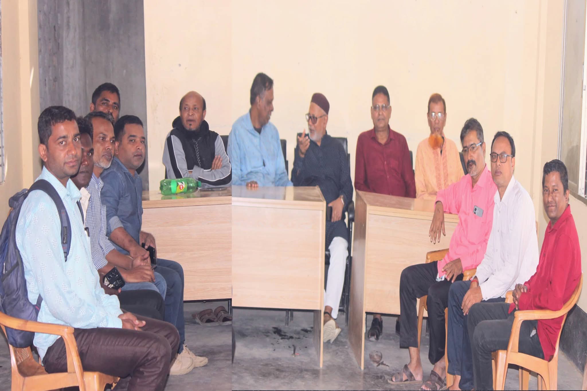 ধানের শীষ প্রতীকের মনোনীত প্রার্থী মনজুরুল ইসলাম মঞ্জুর সাথে সাংবাদিকদের কুশল বিনিময়।